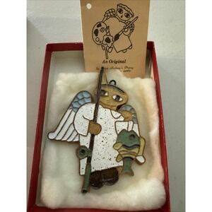 Saint Andrews Abbey St Peter Fisherman Fishing Angel Christmas Ornament Pottery